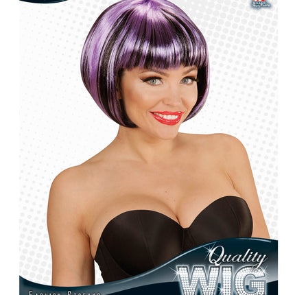 Widmann SRL Zwart paarse boblijn pruiken