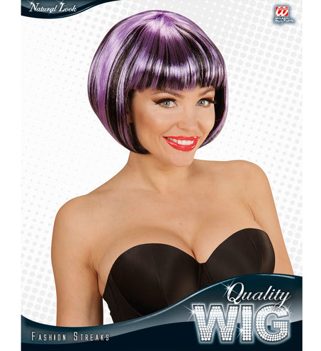 Widmann SRL Zwart paarse boblijn pruiken