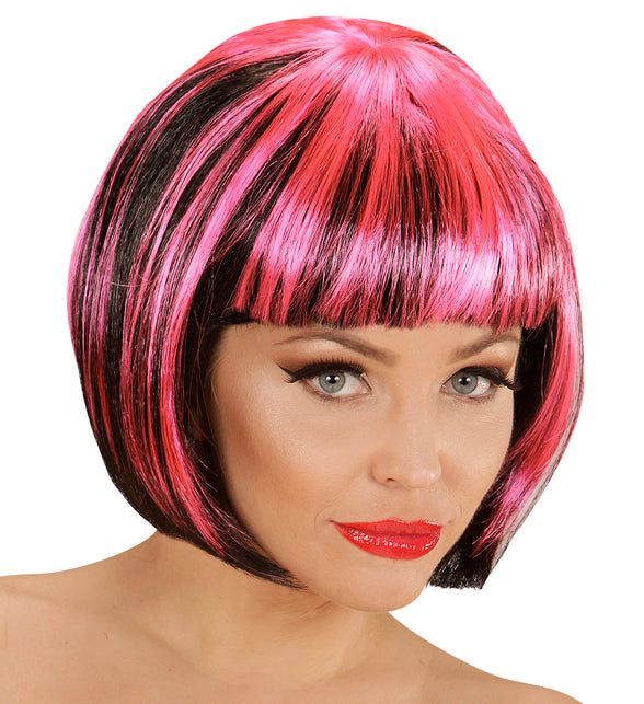 Widmann SRL Zwart roze boblijn pruiken
