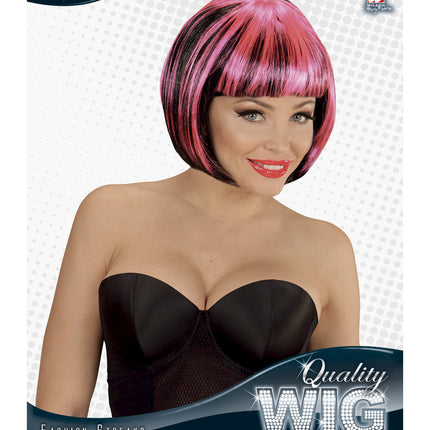 Widmann SRL Zwart roze boblijn pruiken