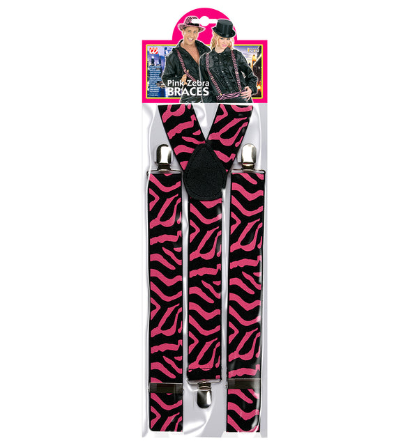 Widmann SRL Zwart-roze bretel zebra motief