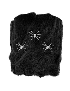 Widmann SRL Zwart spinnenweb met drie glow in the dark spinnen