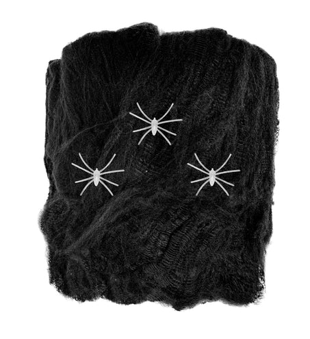 Widmann SRL Zwart spinnenweb met drie glow in the dark spinnen