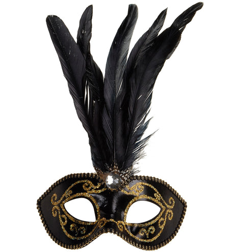 Widmann SRL Zwart Venetiaans oogmasker veren