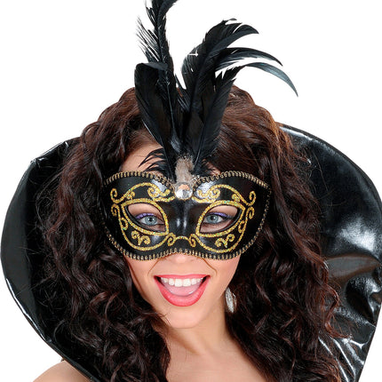 Widmann SRL Zwart Venetiaans oogmasker veren