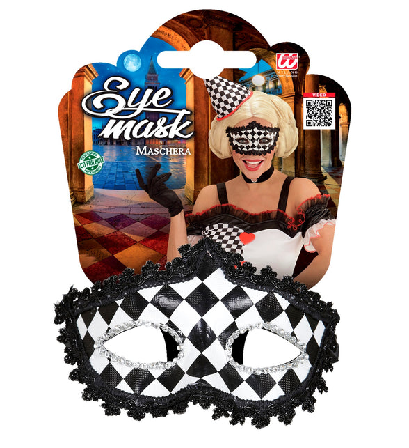 Widmann SRL Zwart wit geblokt oogmasker