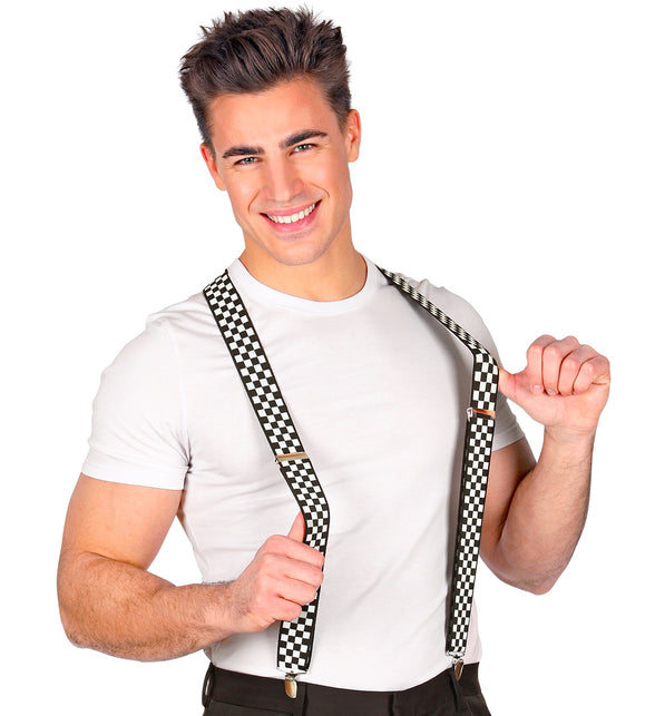 Widmann SRL Zwart wit geblokte bretels luxe
