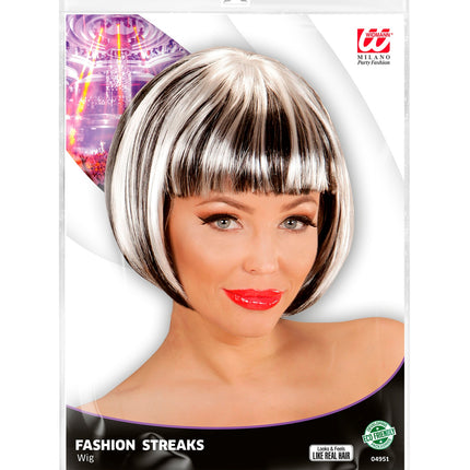 Widmann SRL Zwart witte boblijn pruiken