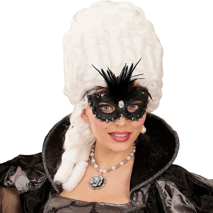 Widmann SRL Zwarte baronessen oogmaskers met  veertjes