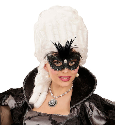 Widmann SRL Zwarte baronessen oogmaskers met  veertjes