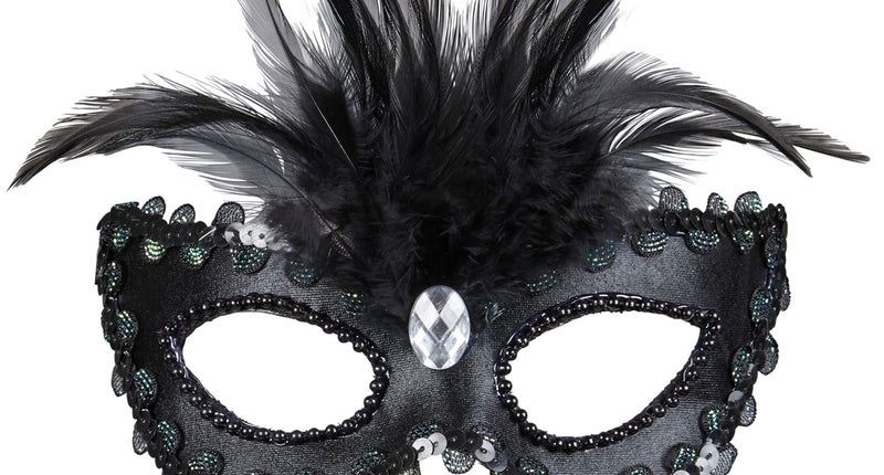 Widmann SRL Zwarte baronessen oogmaskers met  veertjes