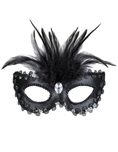 Widmann SRL Zwarte baronessen oogmaskers met  veertjes