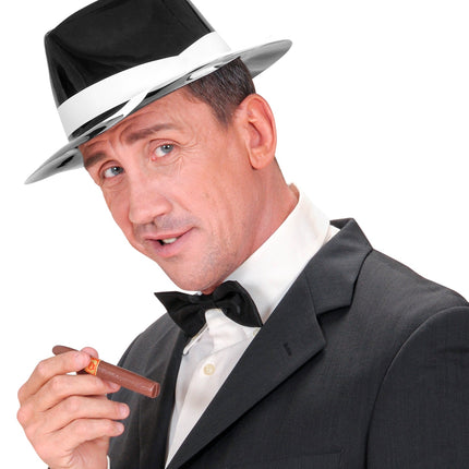 Widmann SRL Zwarte gangster hoed Al Capone plastic