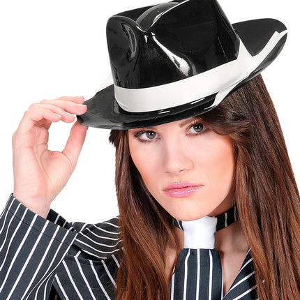 Widmann SRL Zwarte gangster hoed Al Capone plastic