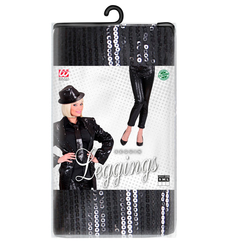 Widmann SRL Zwarte glitter legging met pailletten