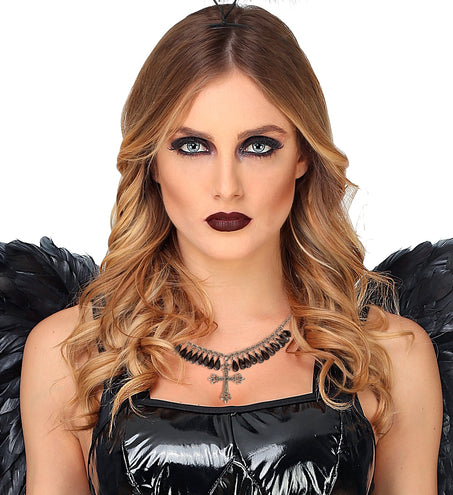 Widmann SRL Zwarte gothic ketting met kruis