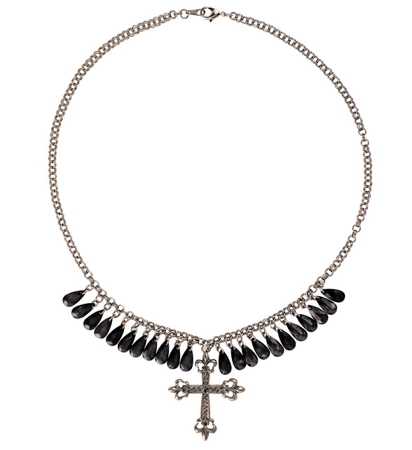 Widmann SRL Zwarte gothic ketting met kruis