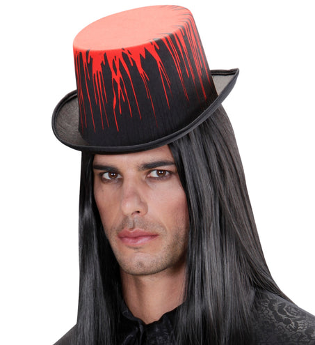 Widmann SRL Zwarte hoge hoed met bloeddruppels