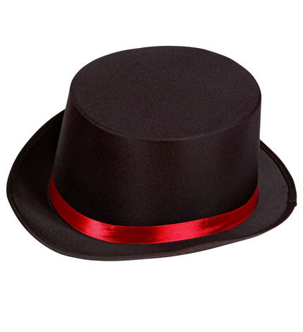 Widmann SRL Zwarte hoge hoed met rode band