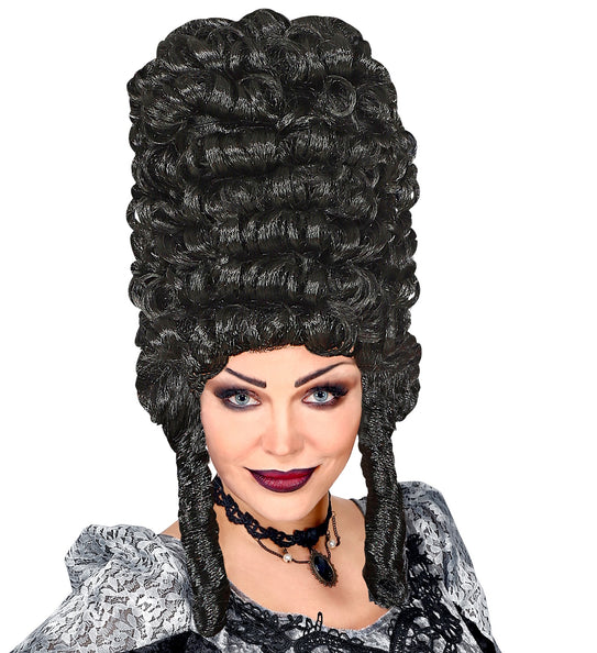 Widmann SRL Zwarte hoge pruik gotiek