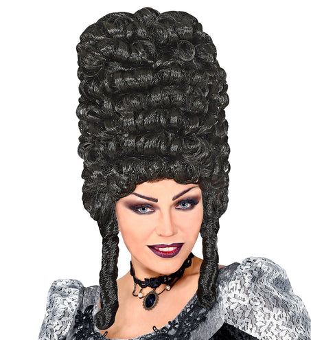 Widmann SRL Zwarte hoge pruik gotiek