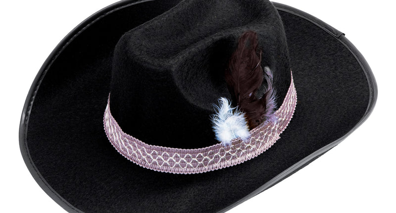 Widmann SRL Zwarte kinder cowboyhoed met veren
