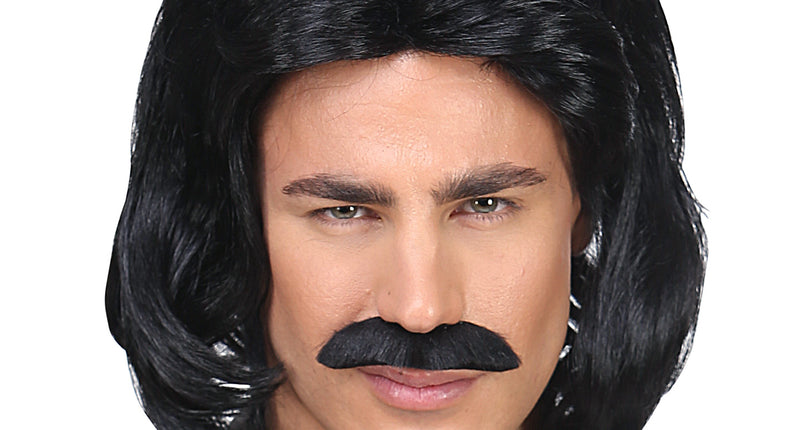 Widmann SRL Zwarte macho pruik met snor