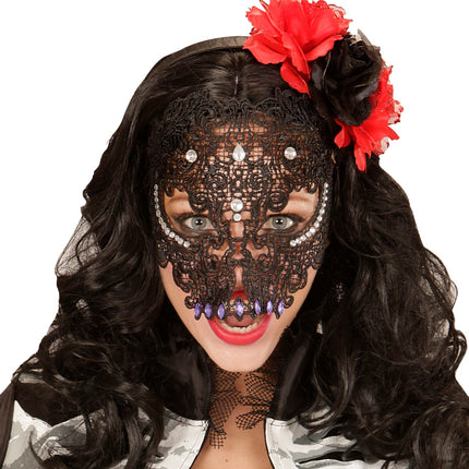 Widmann SRL Zwarte maskers met steentjes