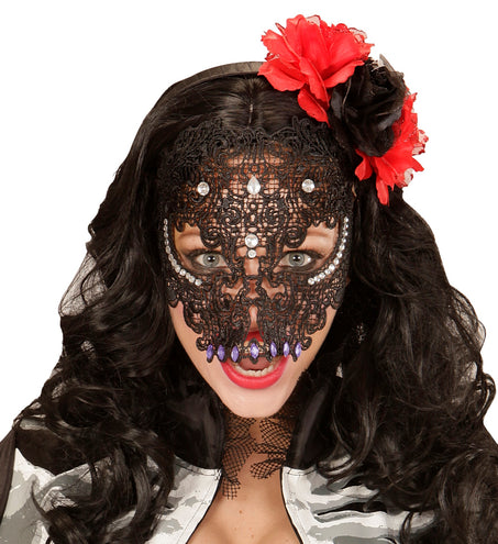 Widmann SRL Zwarte maskers met steentjes