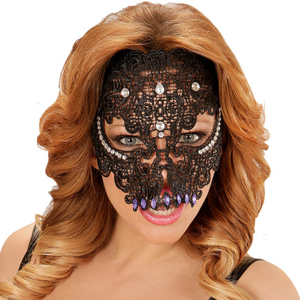 Widmann SRL Zwarte maskers met steentjes