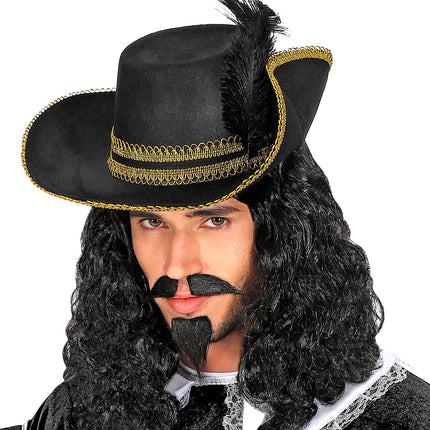 Widmann SRL Zwarte musketiershoed met veren