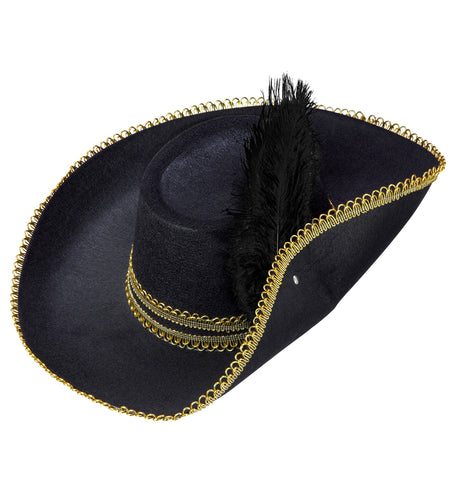 Widmann SRL Zwarte musketiershoed met veren