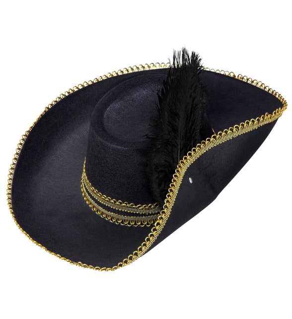 Widmann SRL Zwarte musketiershoed met veren