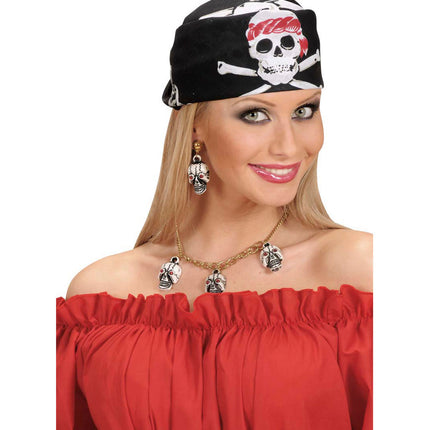 Widmann SRL Zwarte piratenbandana met schedels