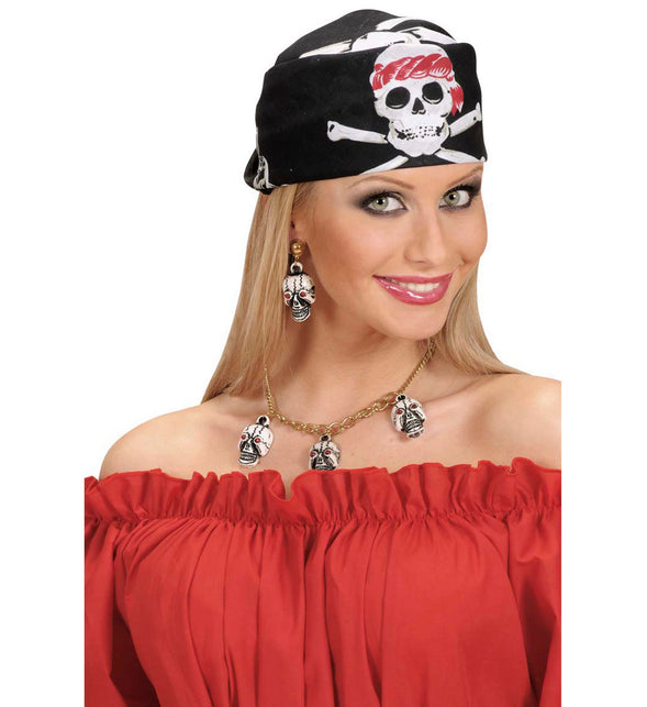 Widmann SRL Zwarte piratenbandana met schedels