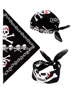 Widmann SRL Zwarte piratenbandana met schedels