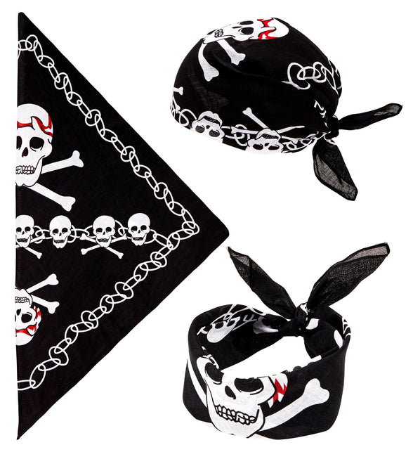 Widmann SRL Zwarte piratenbandana met schedels