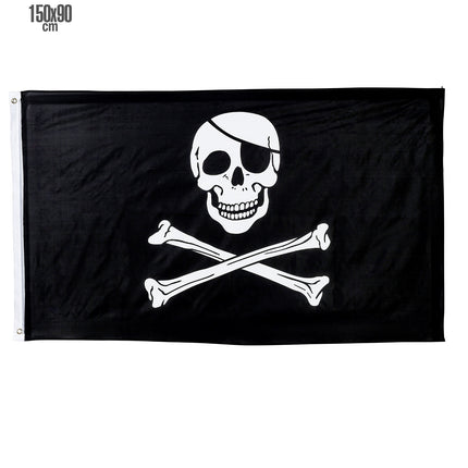 Widmann SRL Zwarte piratenvlag doodshoofd
