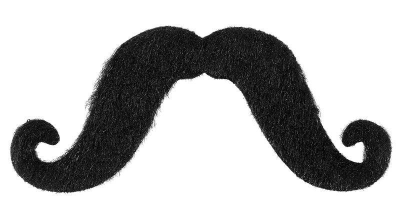 Widmann SRL Zwarte plak snor met krul