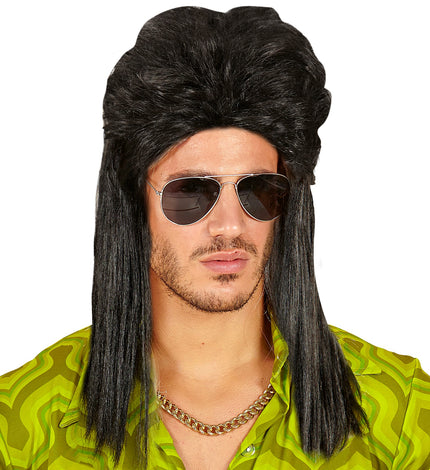 Widmann SRL Zwarte rocker pruiken voor mannen