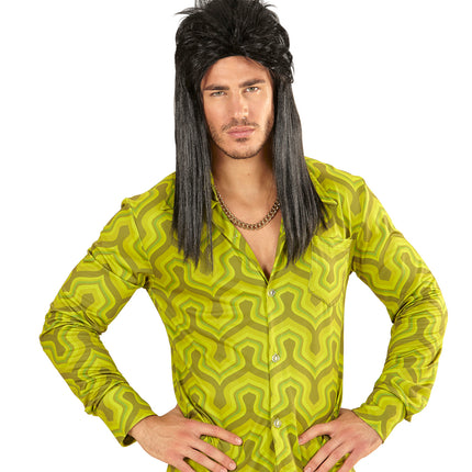 Widmann SRL Zwarte rocker pruiken voor mannen