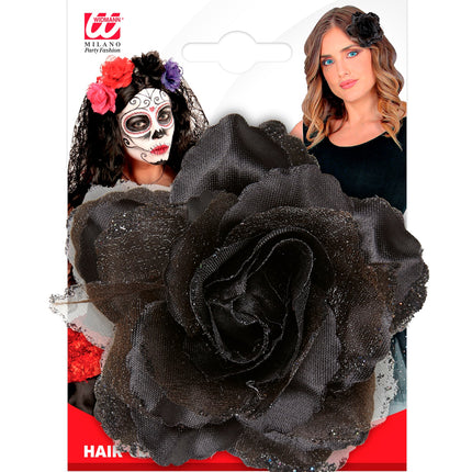 Widmann SRL Zwarte roos haarclip