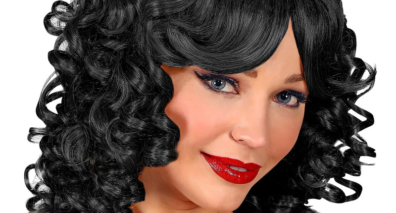 Widmann SRL Zwarte Veronica pruik met krullen