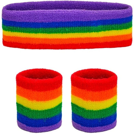 Widmann SRL Zweetband set regenboog Lynn