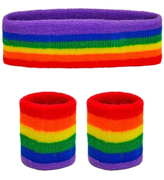 Widmann SRL Zweetband set regenboog Lynn