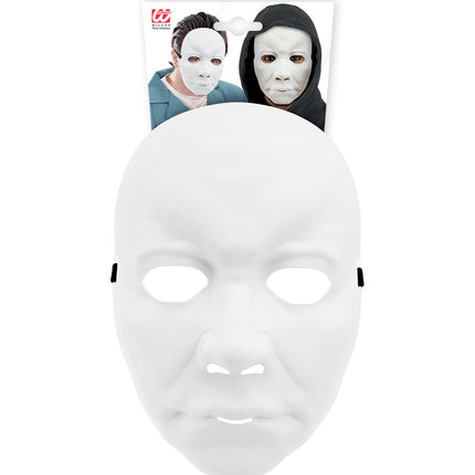 Wit gezichtsmasker blanco in verpakking met zwarte zijelastieken