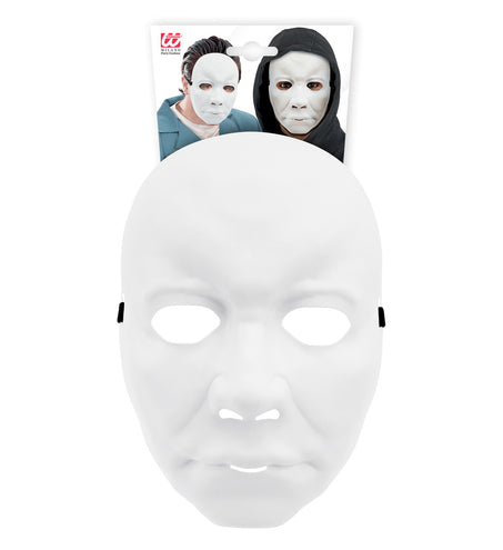 Wit gezichtsmasker blanco in verpakking met zwarte zijelastieken