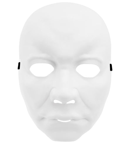 Wit gezichtsmasker van hard pvc met open ogen en neusgaten, vooraanzicht
