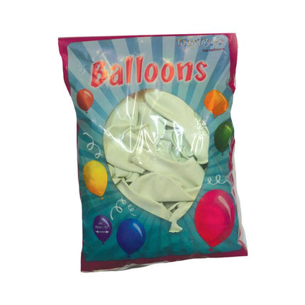 Zak met 100 witte latex ballonnen van 30 cm van Funny Fashion