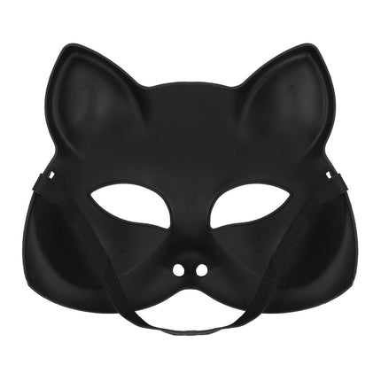 Zelfde katmasker in mat zwart met zwart elastiek, halfmasker met oren